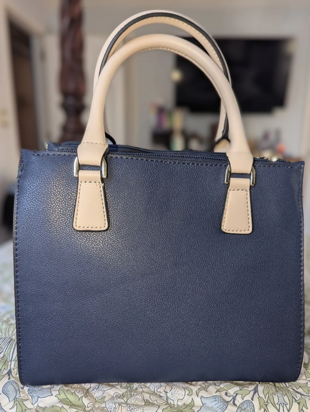 Fiorelli Mia Grab Bag Two-Tone Cream & Navy Satchel